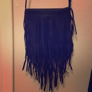 Fringe black purse